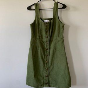 Olive Green Button Front Corduroy Dress
